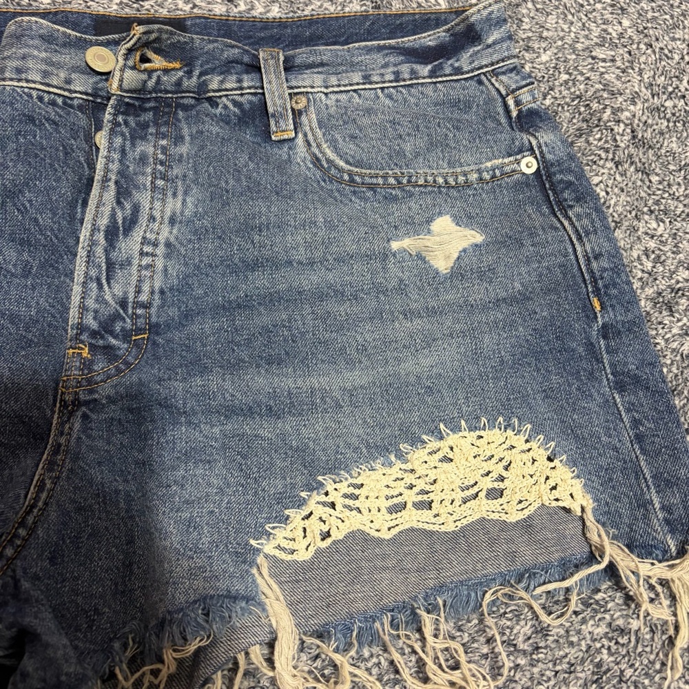 Lucky Brand Est.1990 Blue Jean Shorts with Lace Detail - Picture 4 of 11